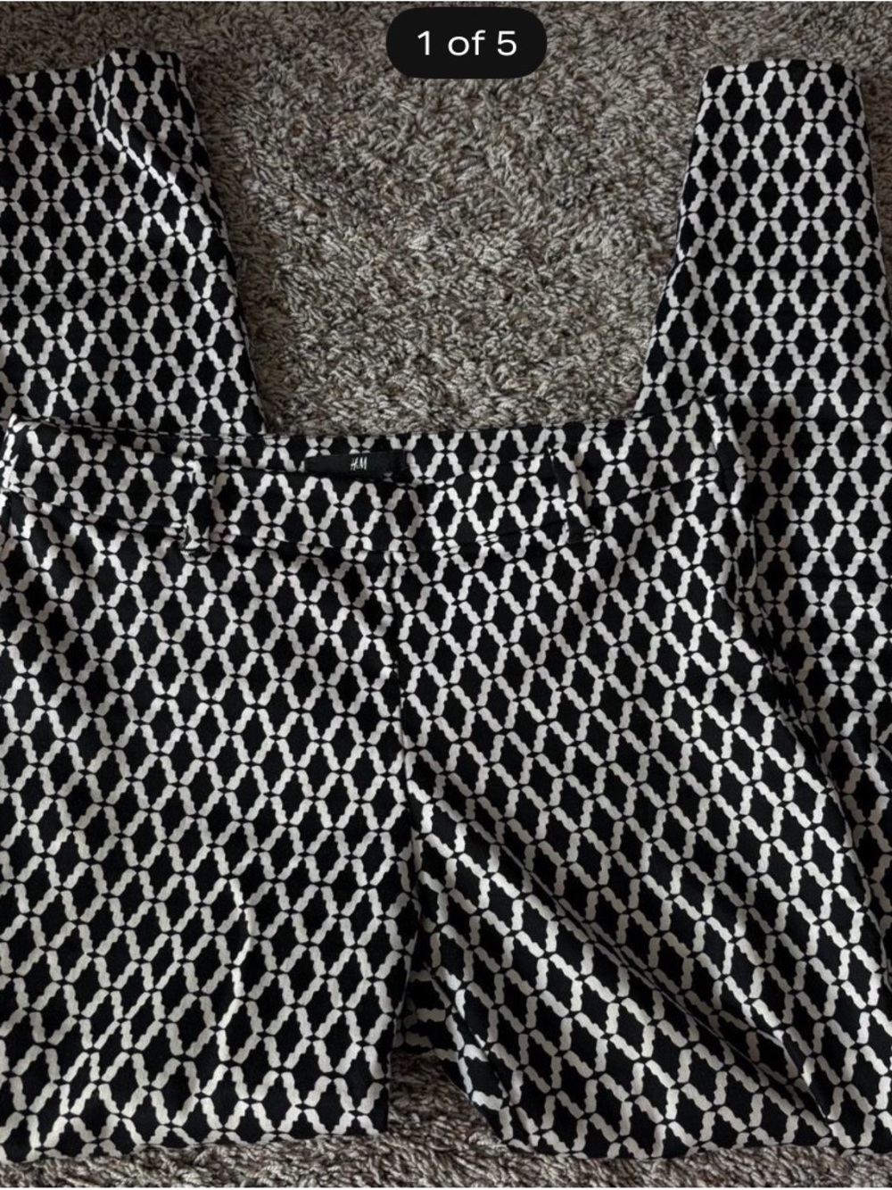 H&M Black and White Geometric Wide-Leg Pants